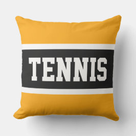TENNIS Text Athletic Bright Gult Black Rand Kudde