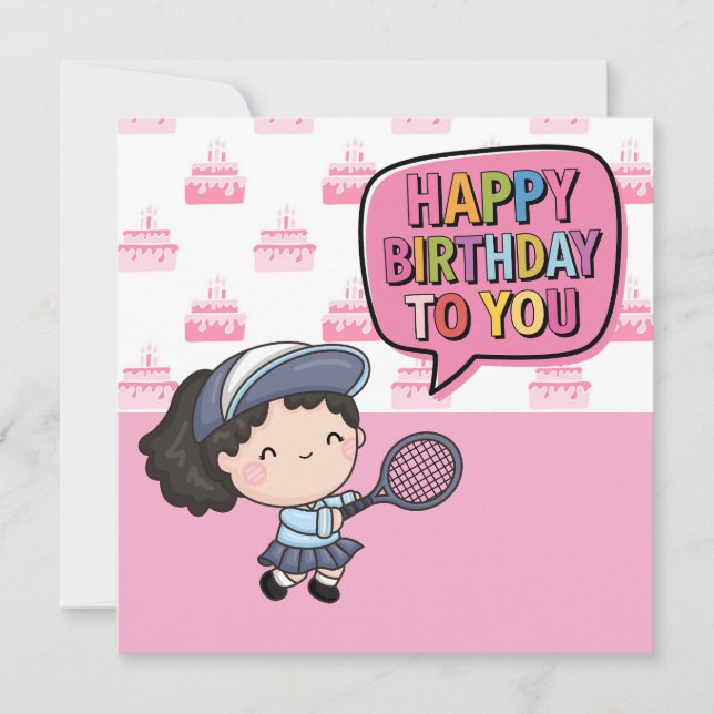 "Tennis-Thated Birthday Card: Ess & Cheers!" Kort (Framsida)