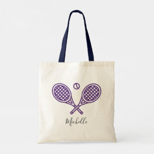 Tennis Theme Girly Lila Monogram Tote Bag Tygkasse