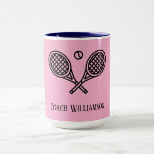 Tennis Theme Monogrammed Namn Coach Mugg