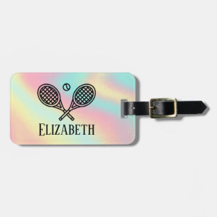 Tennis Theme Rosa Modern Retro Monogrammed Namn Bagagebricka