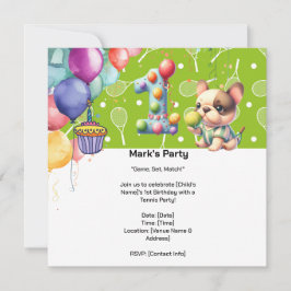 Tennis-themed firande f1st Birthday Spara Datumet