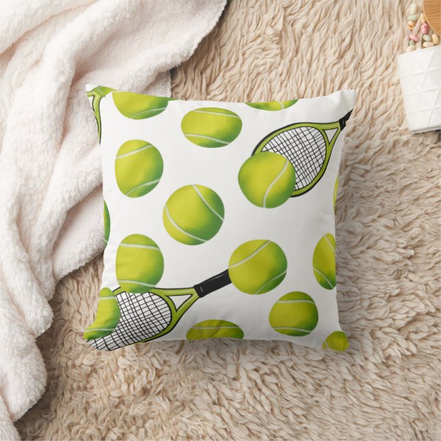 Tennis Thenzmed boll och racket Kudde (Filt)