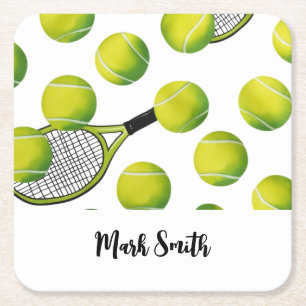Tennis Thenzmed boll och racket Underlägg Papper Kvadrat