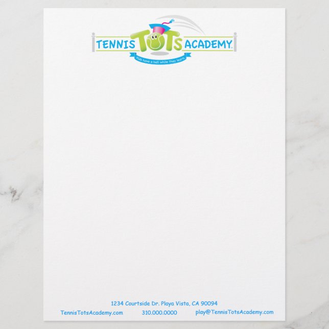 Tennis Tots Academy anpassningsbar letterhead stat Brevhuvud (Framsida)