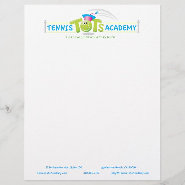 Tennis Tots Academy anpassningsbar letterhead temp Brevhuvud (Framsida)