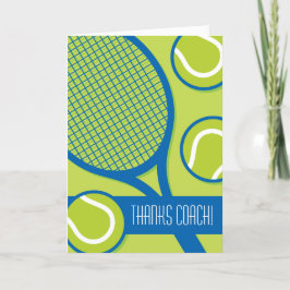 Tennis tränare Tack för grönten och blått Kort