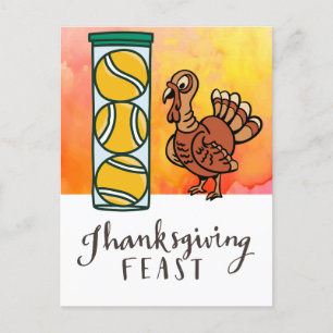 Tennis Turkey Thanksgiving lustig tecknad Helg Vykort