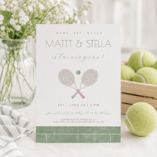Tennis Tvilling Första Födelsedagsinbjudan Match S Tack Kort