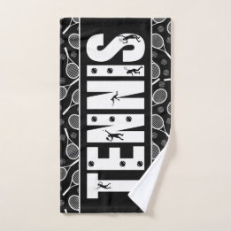 Tennis Typography Text Black & White Coola Gift