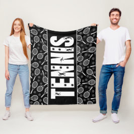 Tennis Typography Text Black & White Coola Gift Fleecefilt
