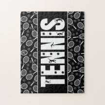 Tennis Typography Text Black & White Coola Gift