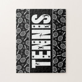 Tennis Typography Text Black & White Coola Gift Pussel
