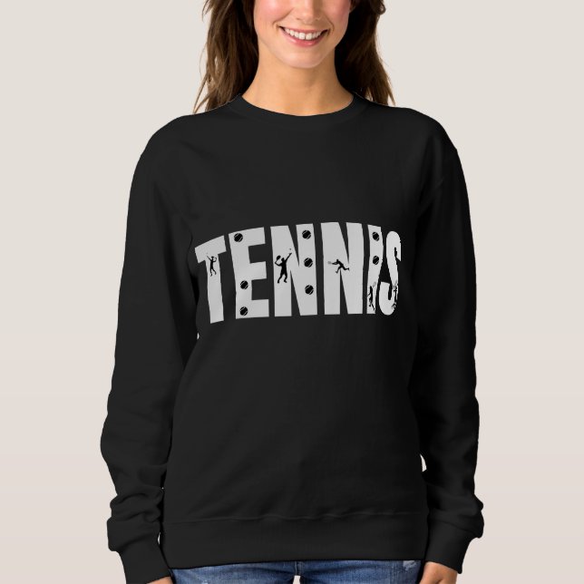 Tennis Typography Text Black & White Coola Modern T Shirt (Framsida)