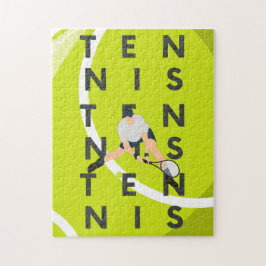 Tennis Typography Text & Player's Silhouette Kids Pussel