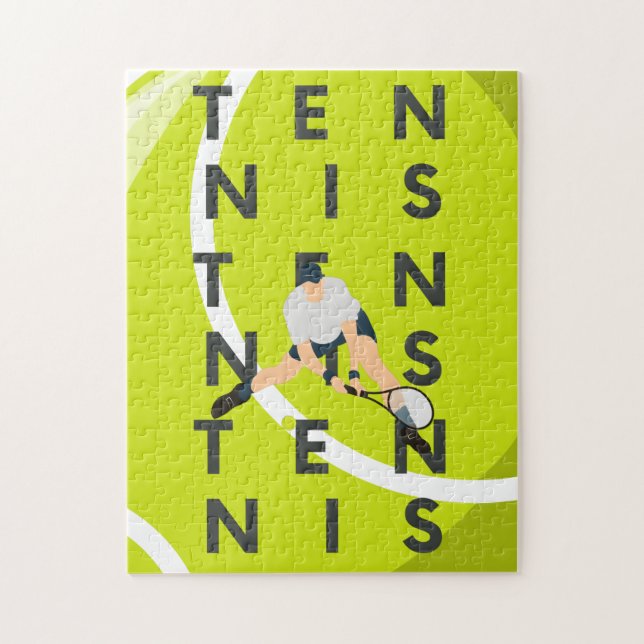 Tennis Typography Text & Player's Silhouette Kids  Pussel (Vertikal)