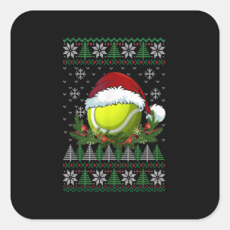 Tennis Ugly jul Santa Hat Family Pajamas Xma Fyrkantigt Klistermärke