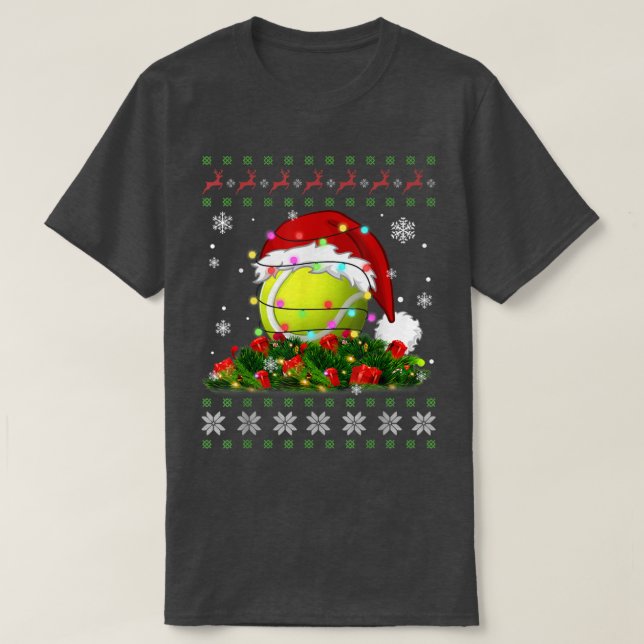 Tennis Ugly Sweater jul Pajama Ljus Sport T Shirt (Design framsida)