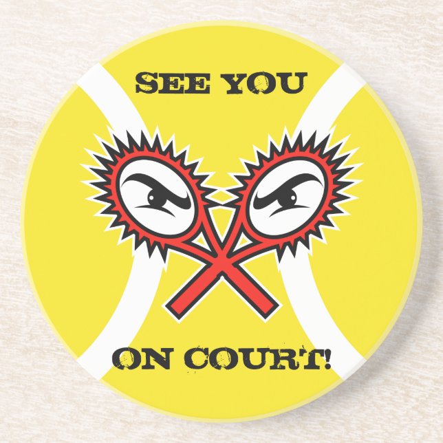 Tennis Underlägg med lustig slogan som säger texts Sandsten (Framsidan)