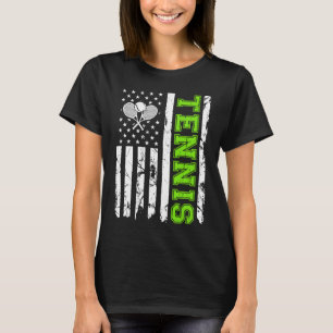 Tennis US Flagga Vintage Retro Tennis Player T Shirt