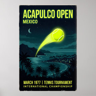 Tennis Väggkonst Acapulco Open, Natt Himmel - Palm