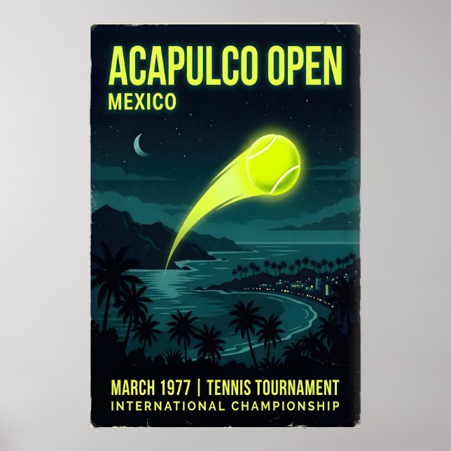Tennis Väggkonst Acapulco Open, Natt Himmel - Palm (Framsidan)