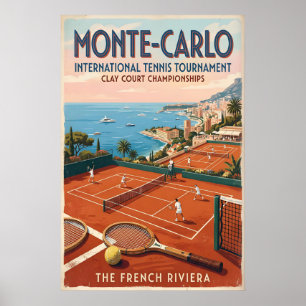 Tennis Väggkonst Monte Carlo Grusplan - Vintage