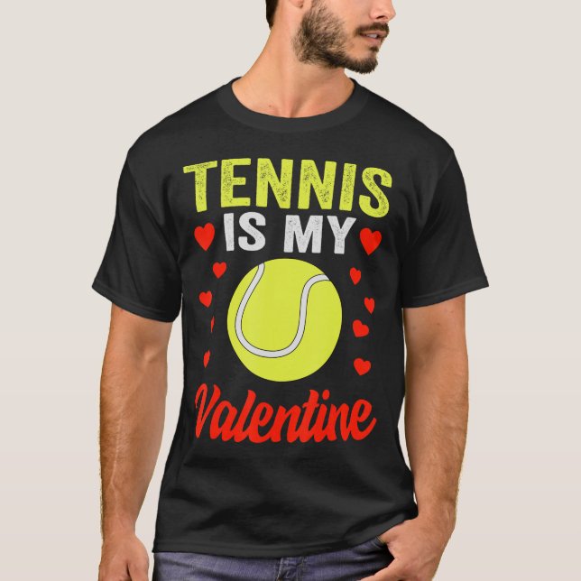 Tennis Valentines day tennis är Mina hjärtanginska T Shirt (Framsida)