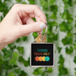 Tennis vibes only keychain design fyrkantig silverfärgad nyckelring