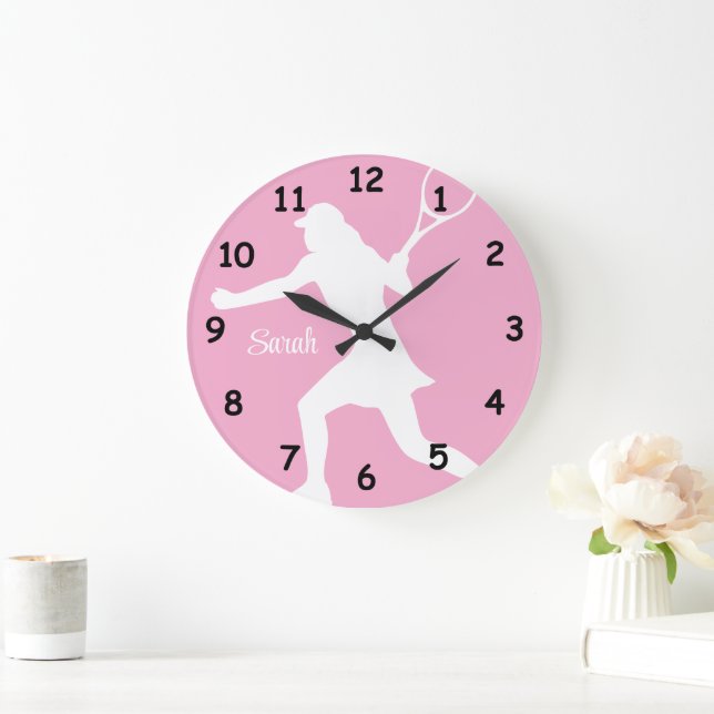 Tennis wall clock with female player silhouette stor klocka (Hem)