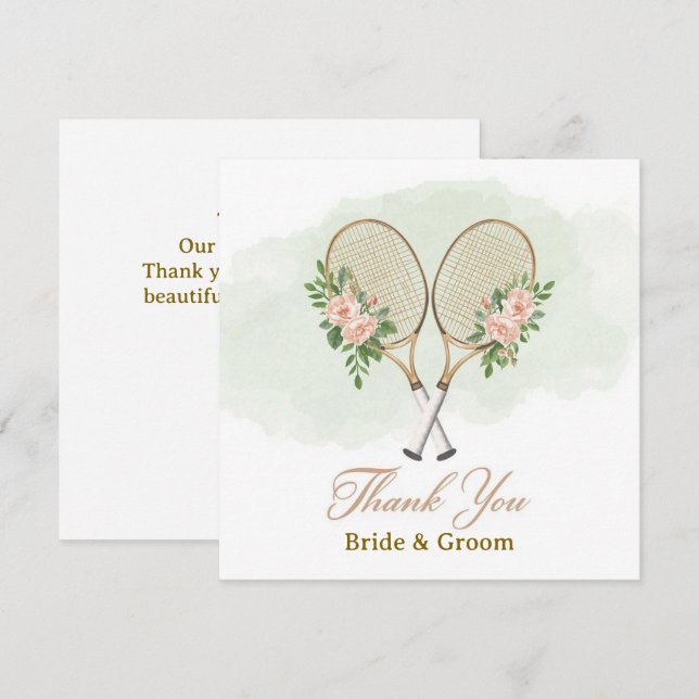 Tennis Wedding Thank You Card  Tack Kort (Fram/baksida)