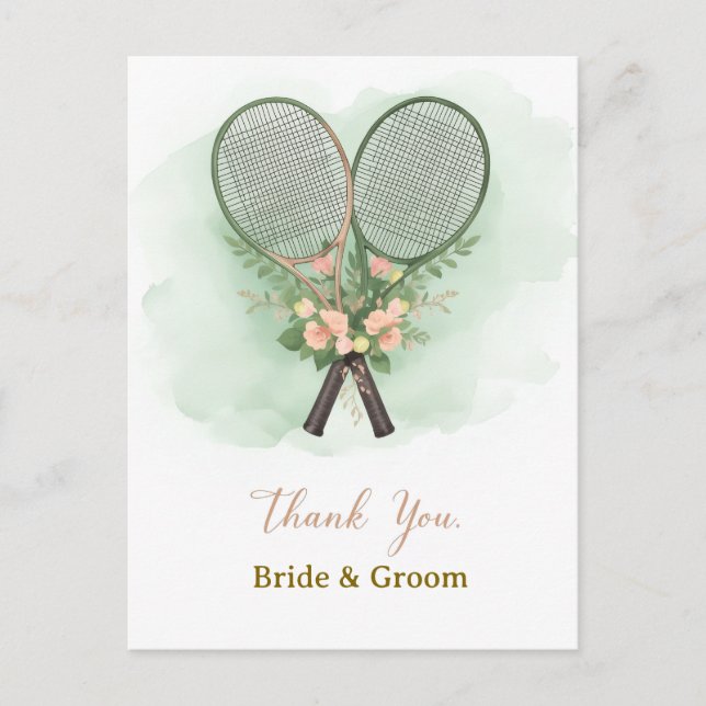 Tennis Wedding Thank You Card  Vykort (Framsida)