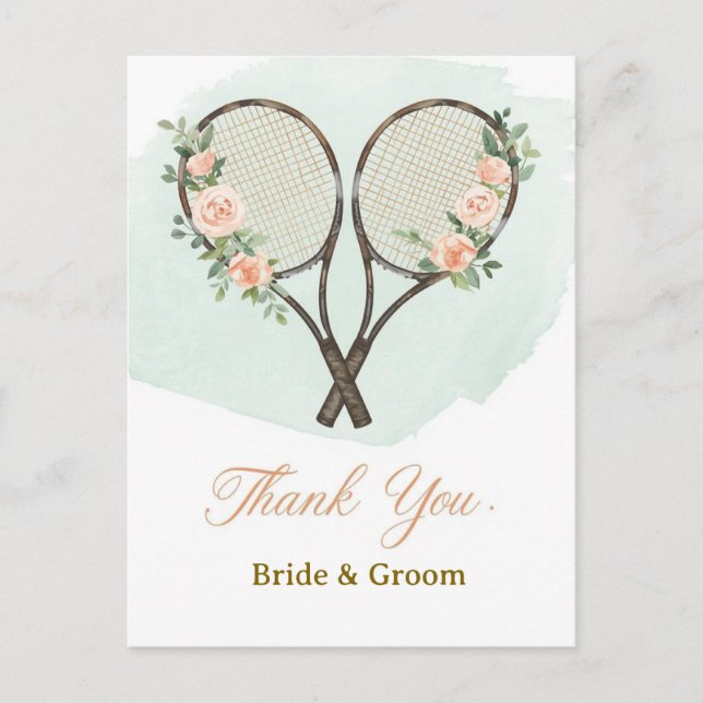 Tennis Wedding Thank You Card  Vykort (Framsida)