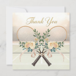 Tennis Wedding Thank You Card with Floral Rackets Tack Kort