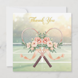 Tennis Wedding Thank You Card with Floral Rackets Tack Kort