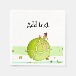 Tennis Woman Player har racket och boll Pappersservett