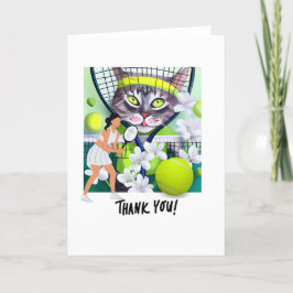 Tennis Woman Player har racket och boll Tack Kort