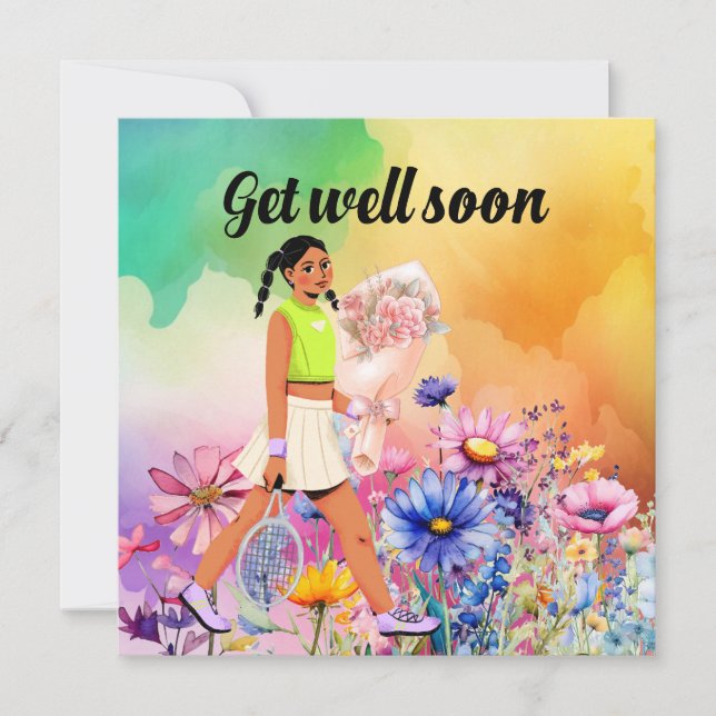 Tennis Woman Player kommer snart med blommor (Framsida)