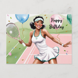 Tennis Woman Player med Grattis på födelsedagen or Vykort