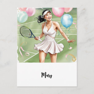 Tennis Woman Player med Grattis på födelsedagen or Vykort