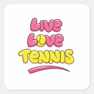 Tennisälskare som säger fyrkantigt klistermärke