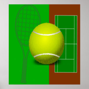 Tennisbana och Racquets Poster