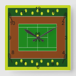 Tennisbana- & tennisRacquets Fyrkantig Klocka