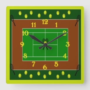 Tennisbana- & tennisRacquets Fyrkantig Klocka