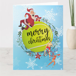 Tennisboll bakom Tomte Glad jul Kort