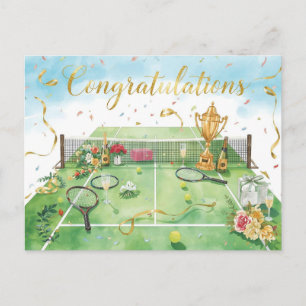Tennisboll gratulationer på grönt vykort