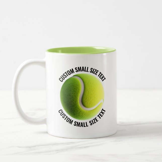 Tennisboll & Liten Text LIME GRÖN 11oz Anpassad Två-Tonad Mugg (Vänster)