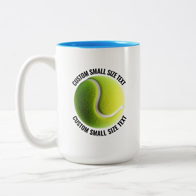 Tennisboll & Liten Text LJUSBLÅ 425g Custom Två-Tonad Mugg (Vänster)