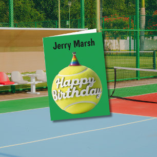 Tennisboll med födelsedag födelsedagshatt kort