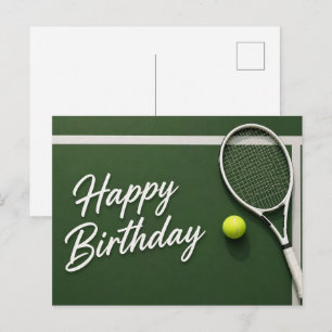 Tennisboll med Grattis på födelsedagen på planen Vykort